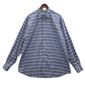 Peter Millar Shirt Men's XL Blue Button Down Plaid Long Sleeve Pocketed